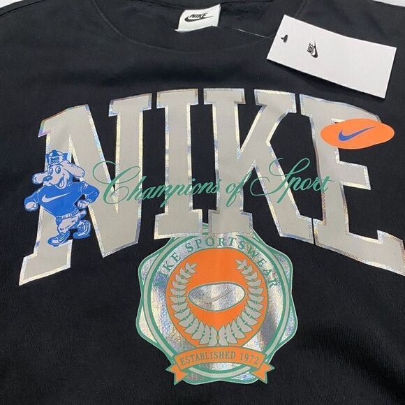 Nike NSW Club Black Sweatshirt Champions of Sport Crew Mens size M DR8033-010 - Picture 3 of 10